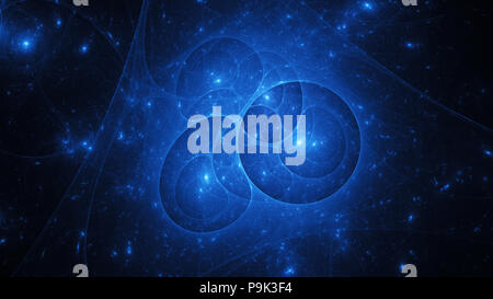 Rougeoyant bleu bulles dans l'espace multidimensionnel, Voyage interstellaire, générée par ordinateur résumé fond, 3D Rendering Banque D'Images