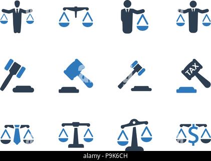 Belle, méticuleusement conçu le droit des affaires Icons - Blue Version Illustration de Vecteur