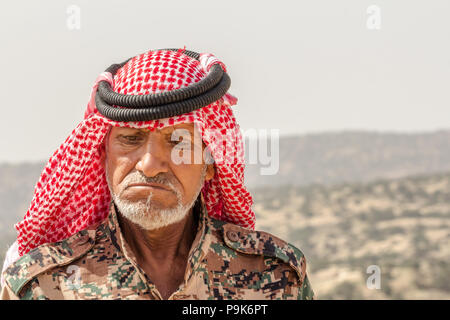 La réserve naturelle de DANA, en Jordanie - 27 avril 2016 : guide de l'arabe jordanien à Dana réserve nationale en Jordanie. Banque D'Images