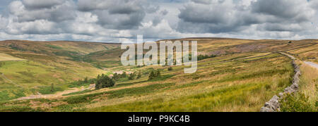 North Pennines AONB paysage panoramique, l'espoir, Coldberry Hudes Valley Lodge et mine de plomb demeure, Syke, UK Teesdale Banque D'Images