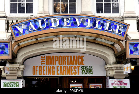 Une vue générale du théâtre du Vaudeville à Londres. ASSOCIATION DE PRESSE Photo. Photo date : mercredi 18 juillet 2018. Crédit photo doit se lire : Ian West/PA Wire Banque D'Images