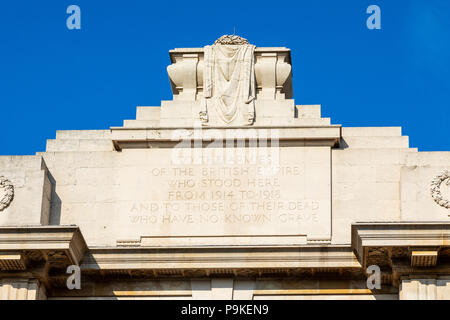 Détail de Porte de Menin, Ypres, Belgique Banque D'Images