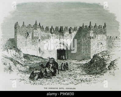 310 La Porte de Damas, Jérusalem - Ainsworth William Francis - 1870 Banque D'Images