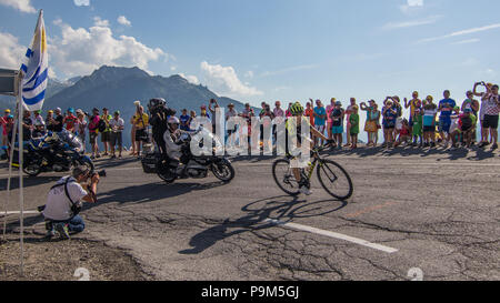 Mikel Nieve de cycling team Mitchelton-Scott la concurrence en France. 18 juillet, 2018. Tour de France 2018 28 11 La Rosière Rhone Alpes Savoie France Crédit : Fabrizio Malisan/Alamy Live News Banque D'Images