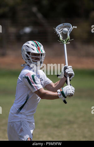 Netanya, Israël. 19 juillet, 2018. Irlande Un joueur prend part à une session de formation au cours de la monde 2018 Lacrosse Championship à l'Orde Wingate Institute pour l'éducation physique et des Sports à Netanya, en Israël, le 19 juillet 2018. Credit : Ilia Efimovitch/dpa/Alamy Live News Banque D'Images