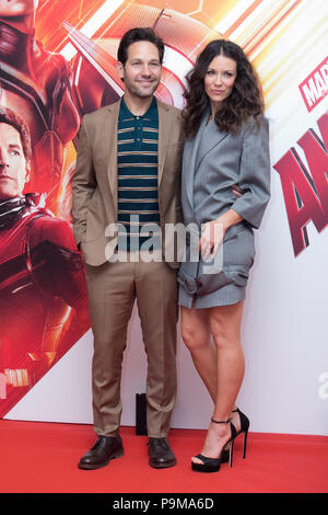 Rome, hôtel de Russie, une séance de film 'Ant-Man et l'. Sur la photo : Paul Rudd, Evangeline Lilly Banque D'Images