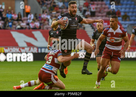 Wigan, UK.19 juillet 2018 DW Stadium, Wigan, Angleterre ; Betfred Super League, Round 22, Wigan Warriors v St Helens ; Luc Douglas de St Helens Credit : Nouvelles Images /Alamy Live News Banque D'Images