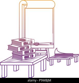 Table avec livres et toiles icône sur fond blanc, vector illustration Illustration de Vecteur