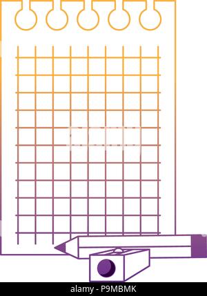 Feuille de bloc-notes avec crayon et taille-crayons sur fond blanc, vector illustration Illustration de Vecteur