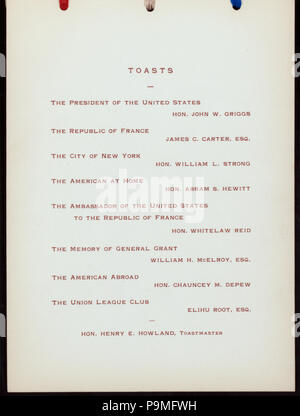 Dîner à 573 GEN. HORACE PORTER, l'Ambassadeur de France ; (détenu par) UNION LEAGUE CLUB (at) DU DELMONICO (HOTEL ;) (NYPL)-270945-4000004199 Hades Banque D'Images