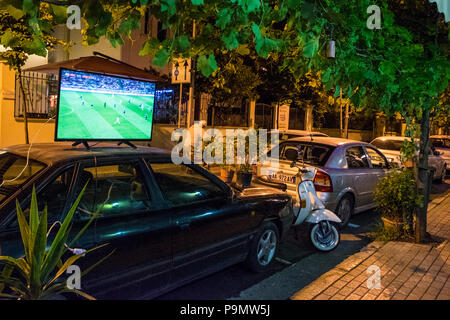 L'Albanie, Tirana, le soir de la Coupe du Monde Banque D'Images