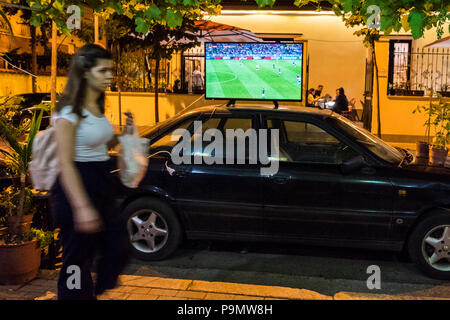 L'Albanie, Tirana, le soir de la Coupe du Monde Banque D'Images