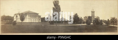 . Anglais : Purdue University, 1904. Visible, de gauche à droite : Eliza Hall Fowler auditorium (construit en 1903, démoli en 1950 pour la construction d'Stewart Centre), premier bâtiment Génie électrique (construite en 1889, maintenant le site de Wetherill) Laboratoire de Chimie, deuxième power plant (aujourd'hui démoli), et Heavilon Hall II génie mécanique (bâtiment construit en 1896, démoli en 1956 quand Heavilon Hall III a été construit). vers 1904 26 Panorama 1904 des campus, Purdue Univ Banque D'Images