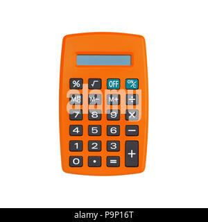 Calculatrice Orange isolé sur fond blanc avec clipping path Banque D'Images