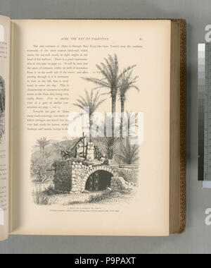 92 Un puits dans un jardin d'Haïfa, montrant une machine, appelé le sâkiyeh, soulevant d'eau pour remplir le réservoir à côté, sur la droite (NYPL b10607452-80619) Banque D'Images