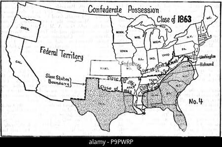 . Anglais : Carte montrant les possessions de l'Union européenne et d'autre des Confédérés durant la guerre civile américaine à la fin de 1863. publié 1918 125 Americana Guerre civile en Amérique latine - Carte 4 Banque D'Images