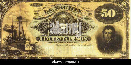 150 Argentine-1895-Bill-50-Avers Banque D'Images