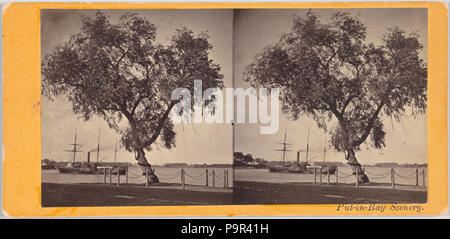 195 Benoît - Willow Tree. Plantée par Com. Perry et d'autres survivants de la bataille du lac Érié, à l'occasion du buria... - Banque D'Images