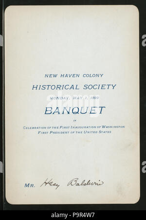 180 BANQUET EN CÉLÉBRATION DE L'INAUGURATION DU PREMIER WASHINGTON (organisé par) COLONIE HISTORICAL SOCIETY (EN) "New Haven, CT" (d'autres (club privé ) ;) (NYPL Hadès-271641-467801) Banque D'Images