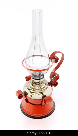 Vintage lampe à pétrole isolé sur fond blanc. 3D illustration. Banque D'Images