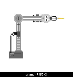 Robot manipulateur industriel isolé. Main mécanique. La technologie industrielle. Vector illustration. Illustration de Vecteur