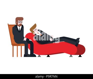 Réception de psychothérapeute. Businessman et psychologue. Vector illustration. Illustration de Vecteur