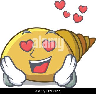 Dans l'amour mollusk shell mascot cartoon Illustration de Vecteur