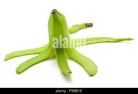 Ouvrir un plantain isolé sur fond blanc banane verte Banque D'Images