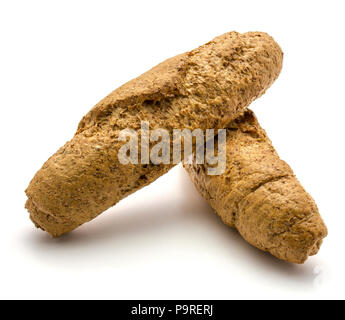 Deux bagels de blé pain isolé sur fond blanc Banque D'Images