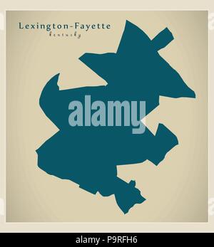 Plan de la ville moderne - Lexington-Fayette Kentucky ville des USA Illustration de Vecteur