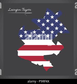 Carte avec Kentucky Lexington-Fayette American national flag illustration Illustration de Vecteur