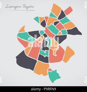 Kentucky Lexington-Fayette Plan avec les quartiers et les formes rondes modernes Illustration de Vecteur