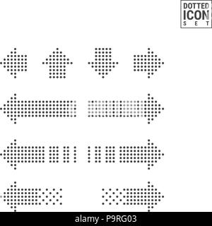 L'icône de configuration de point de flèches. Flèches indiquant le sens de l'icône en pointillés isolé sur fond blanc. Vector Icons de pointeurs Led Illustration de Vecteur