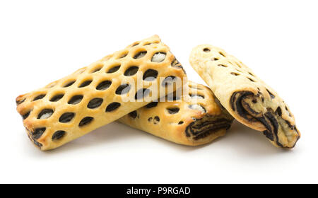 Trois Pains réseau défini à la noix de coco et chocolat isolé sur fond blanc fresh baked Banque D'Images