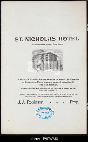 Le dîner (563) détenus par ST. NICHOLAS HOTEL (à) "WASHINGTON PLACE ET MERCER STREET, (NY)" (hôtel ;) (NYPL Hadès-272342-475310) Banque D'Images