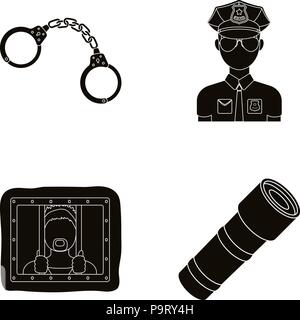 Attaquant,Black,chaîne,collection,crime,la discipline,lampe,icône,menottes,illustration,réseau,isolé,droit,logo,léger,metal,Police,municipal,policier,prison,prisonnier,Protection,service,set,signer,uniforme,symbole vecteur,armes,web,Travail,vecteurs vecteur, , Illustration de Vecteur