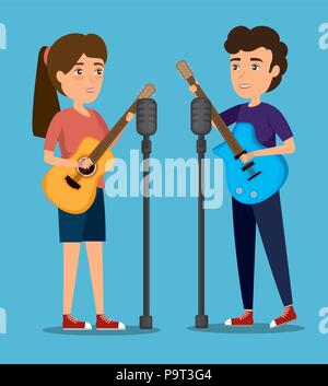 Couple musicien en concert vector illustration design Illustration de Vecteur