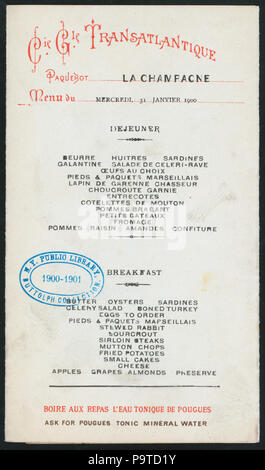 Petit-déjeuner (233) détenus par CIE GLE TRANSATLANTIQUE (SS) à LA CHAMPAGNE (SS ;) (NYPL)-272472-4000007539 Hades Banque D'Images