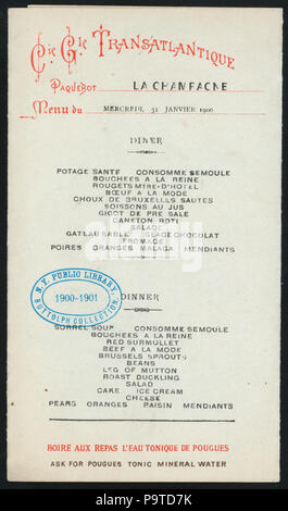 Le dîner (537) détenus par CIE GLE TRANSATLANTIQUE (SS) à LA CHAMPAGNE (SS ;) (NYPL)-272473-4000007544 Hades Banque D'Images