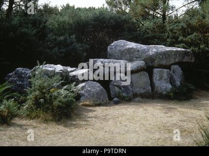 Dolmens de Mane-Kerioned (Pixies' tertre). 3500 BC. Pierres de Carnac. L'époque mégalithique. Département du Morbihan, la commune de Carnac, Bretagne, France. Banque D'Images