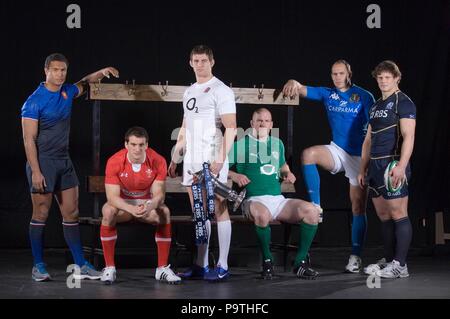 Sam Warburton (Pays de Galles) lors du lancement officiel du tournoi des Six Nations de rugby tournoi au Hurlingham Club à Londres en 2012. Banque D'Images