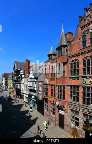 Les styles de construction architecturale, Eastgate Street, Chester, Cheshire, Angleterre Ville Banque D'Images