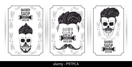 Ensemble d'emblèmes barbershop vintage collection vector illustration graphic design Illustration de Vecteur