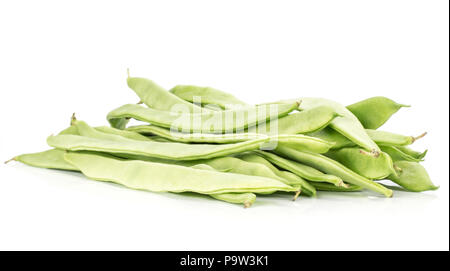 Haricots verts plat isolé sur fond blanc Banque D'Images