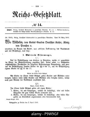 408 014 113 1903 Reichsgesetzblatt Deutsches Banque D'Images