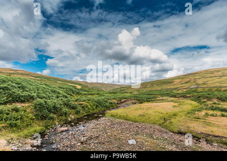 North Pennines, le paysage de l'AONB Hudes espère que Beck, avec un Teesdale très faibles niveaux d'eau après une longue période de temps sec et chaud Banque D'Images