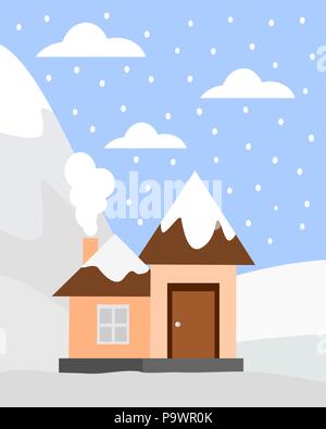 Saison Hiver vecteur maisons Illustration de Vecteur