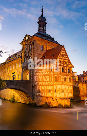 Allumé de ville historique de Bamberg, construit au 14ème siècle. Banque D'Images