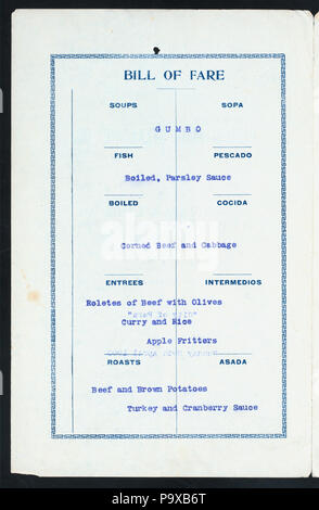 Le dîner (559) détenus par la PACIFIC Mail Steamship Company (at) SS VILLE DE PARA (SS ;) (NYPL)-273659-4000009447 Hades Banque D'Images