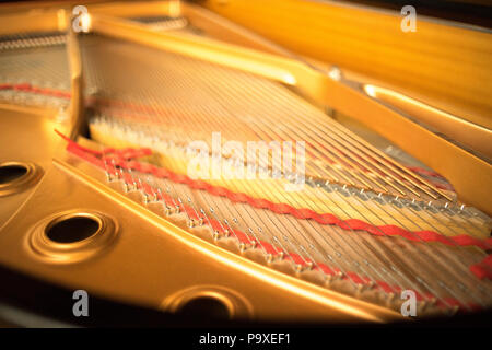 Salle de Concert grand piano cordes prêt pour la musique classique des performances. Banque D'Images